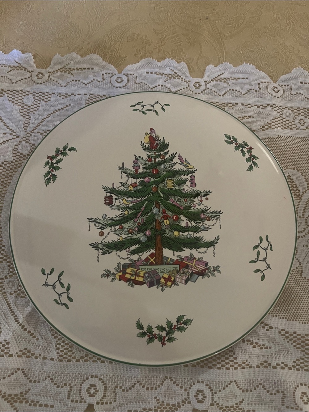 Holiday Spode  Christmas Tree Dinner Plate - Green & Multi